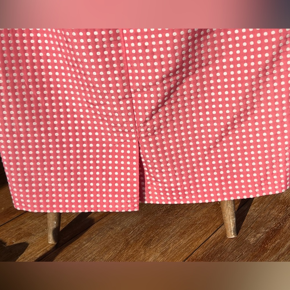 LOFT Pink White Polka Dot Side Zip Pencil Mini Skirt Bow Accent Lined size 6 - Picture 6 of 15